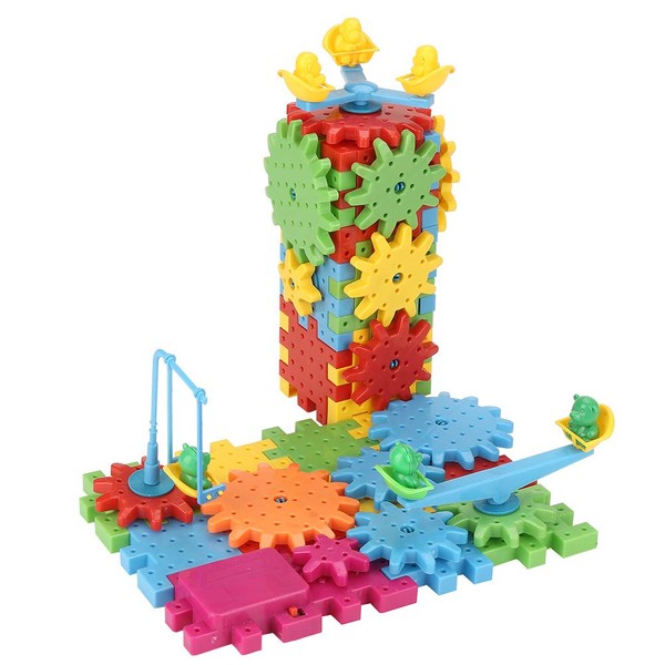 Kids Puzzle Set, 81Pcs/Set Plastic Gear Building Blocks Set Educational Electric Puzzle Funny Toys for Kids Children