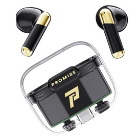 Promise Wireless Earbuds Bluetooth5.3 Earphones,40Hrs Play, ENC Noise Cancelling Mic,13mm Deep Bass,Remote Control for TikTok,YouTube Shorts Like,Smart Phone Laptop Computer Sports Headphones(Black)