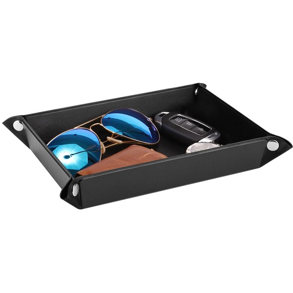 Luxspire PU Leder Taschenleerer, Tablett Organizer Ablage Aufbewahrungsbox für Schmuck