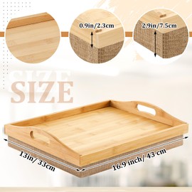 Tioncy 1 Piece Bamboo Lap Tray with Detachable Pillow 16.9'' x 13'' Lap TV Trays Desk with Handles for Adults Eating in Recliner Breakfast Housewarming Gift (Natural Color,Flaxen)