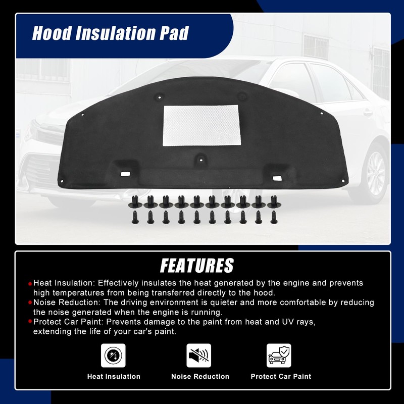 SecosAutoparts Cotton Front Hood Engine Bonnet Insulation Pad Compatible with