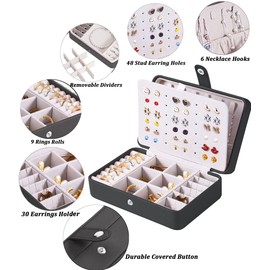 QBestry Small Jewelry Box for Earrings, Travel Earring Organizer for Girls Earring Box Travel Earring Case Organizer Black Travel Jewelry Boxes for Women Small Earring Holder Organizer Box for Girls