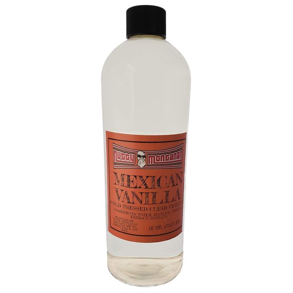 Nutty Montanan Authentic Real Pure Mexican Clear Vanilla (White) 16 Ounce Cold Pressed No Coumarin Imported