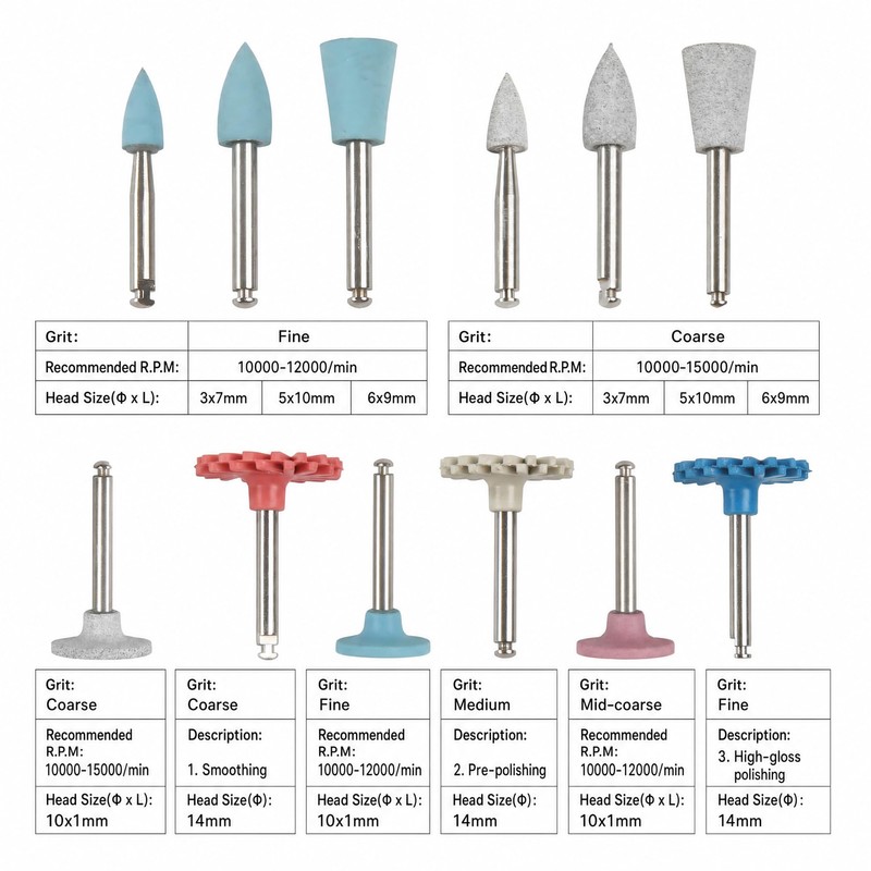 Dental Composite Polishing Kit Rubber Resin Polishing Wheel RA Disc