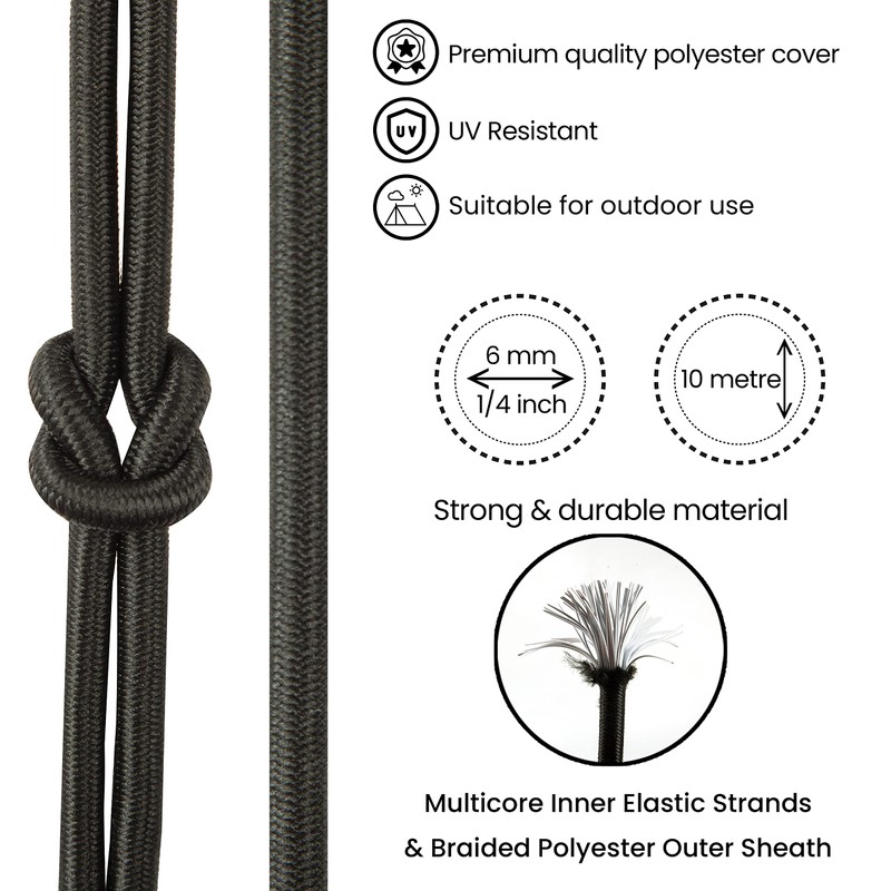 Premium Quality Bungee Cords - 4mm, 5mm, 6mm, 8mm Options
