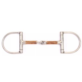 Cavalon Western D Ring Copper Wrapped Single-Jointed Snaffle Horse Bit - 5"