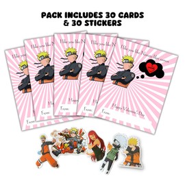 Lashicorn Anime Valentine's Pack | 30 Cards & 30 Stickers Package | Valentines Day Cards | Love You Like Ramen Design