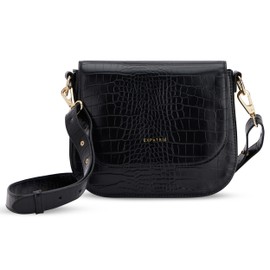 Expatrié Umhängetasche Damen Klein Schwarz - Louise Medium - Moderne Crossbody Bag aus Veganem Leder - Tasche für City Ausgehen - Verstellbarer Schultergurt