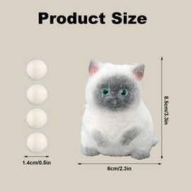 BOXOB Cat Squeeze Toy, Cute Taba Cat with 4 Hair Balls Slow Rebound Toy Kawaii Squishies for Kids Adults Stress Relief Relaxation