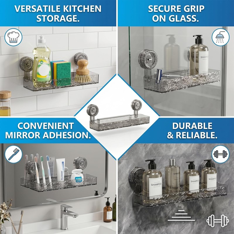Shower Caddy Suction Cup,Bathroom Shower Organizer for Bathroom Storage &