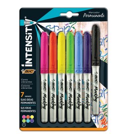 BIC Marcador Permanente Punto Fino Marca Diferentes Superficies Marking Surtido de Colores 6 Piezas + 1 Gratis