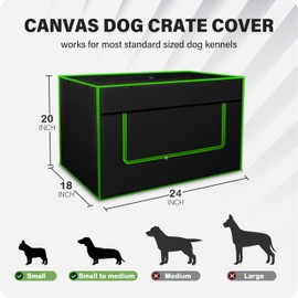 Bethshaya Dog Crate Cover - Durable 600D Polyester Protective Cage Cover for 24/30/36/38/42/48/54 Inch Dog Crate, Indoor Outdoor Kennel Cover (Black)