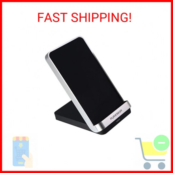 PureGear 7.5/10W 2-Coil Fast Wireless Charging Stand for Qi Devices