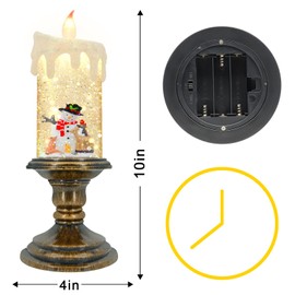 AOMIL Christmas Flameless Candles, Flickering Flameless Candles with Timer, Christmas LED Candles Battery Operated, Snow Globe Candle Light for Christmas Decorations