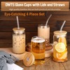 DWTS DANWEITESI Glass Cups with Lids and Straws 4 pcs,16