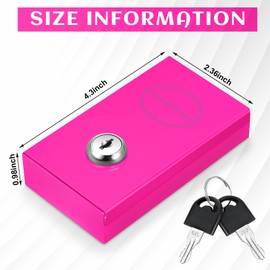 Reallnaive 1 Pack Metal Box for Gamblers Pocket Sized Winner Bank Casino Cash Box with 2 Keys Portable Casino Money Safe strongbox for Cash Saving Go Home Money Gifts(Rose Red)