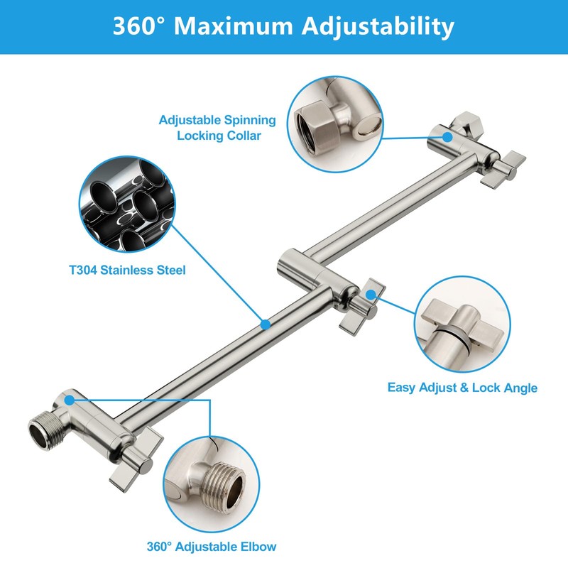 Lordear Shower Arm Extension 16 Inch Foldable Shower Head Extension