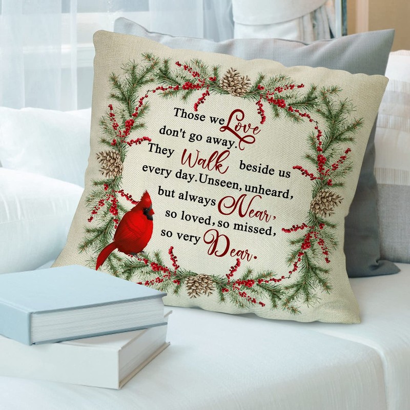 Softxpp Winter Cardinal Decorative Throw Pillow Cover, Christmas Red Birds