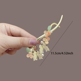 4PCS New Rhinestone One Word Hair Clips French Banana Clip Simple Retro Style Flower Hair Clip Non Slip Elegant Hair Claw French Style Twist Hair Barrette Non Slip Jaw Hair Claws Hair Accessories
