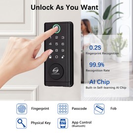 CHEN LCLILICHEN Smart Door Lock, Keyless Entry Deadbolt with Fingerprint, Keypad and App Control, 5-in-1 Electronic Front Door Lock for Home and Office, Weatherproof