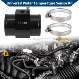 ACROPIX 12V/24V Universal Water Temp Sensor Kit, 1/8" NPT 1.65" Black Adapter 200'F on - 185'F Off for Automotive Radiator & Engine Cooling