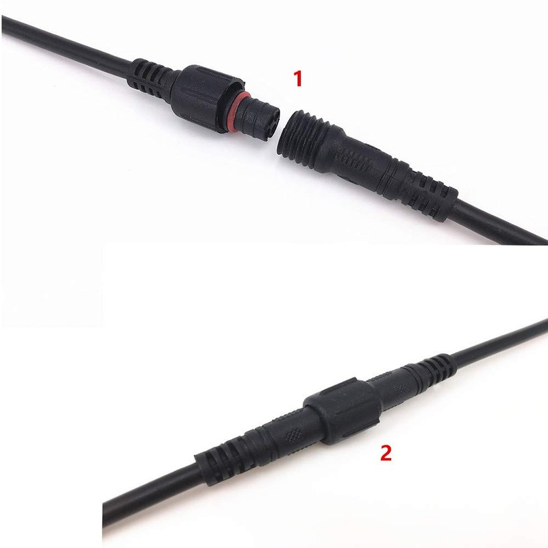 HUALAND 6 Pair Black 3 Pin Waterproof Connector，Waterproof Male Female