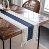 Alynsehom Macrame Table Runner Cream Beige and Blue Boho Table