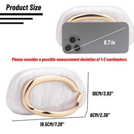 Gets Clutch Purses for Women Acrylic Handbag Trendy Metal Handle Evening Bag Classic Round Crossbody Bags for Party Wedding White