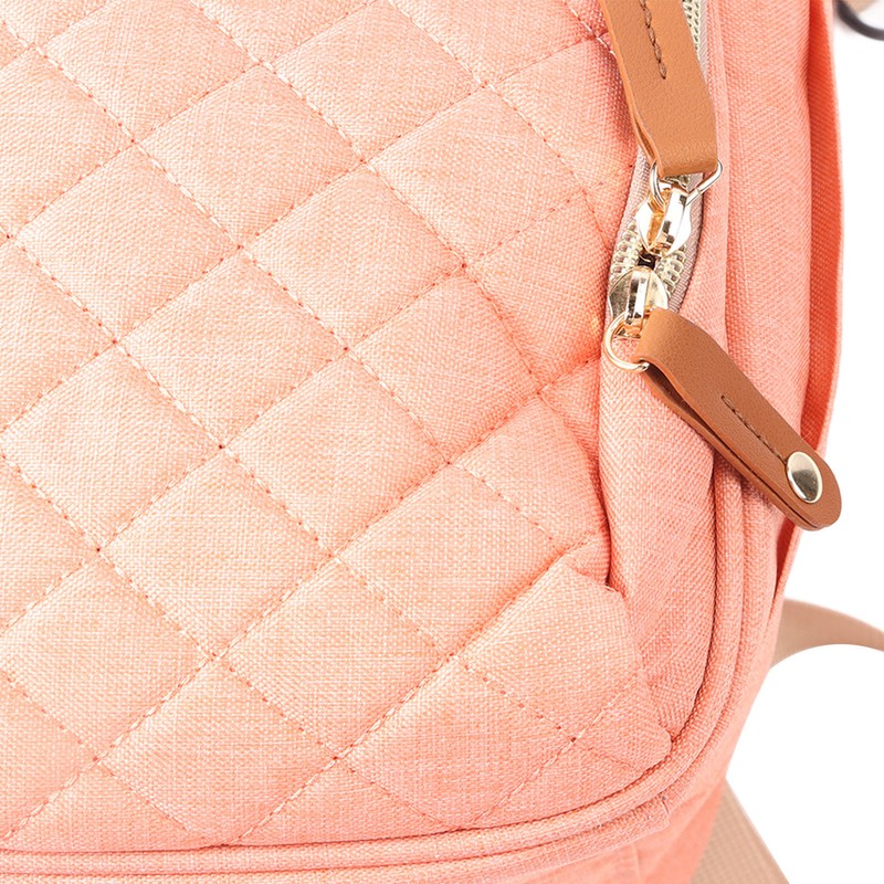 Pink Diaper Bag Backpack Multi Compartment Waterproof Large Capacity Travel