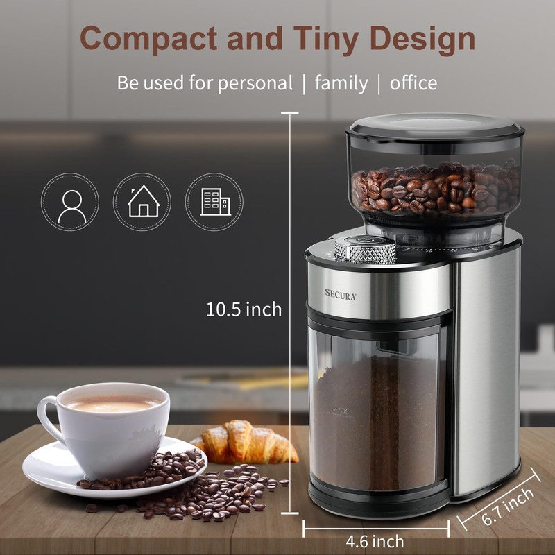 Secura Conical Burr Coffee Grinder Electric Coffee Grinder with 25
