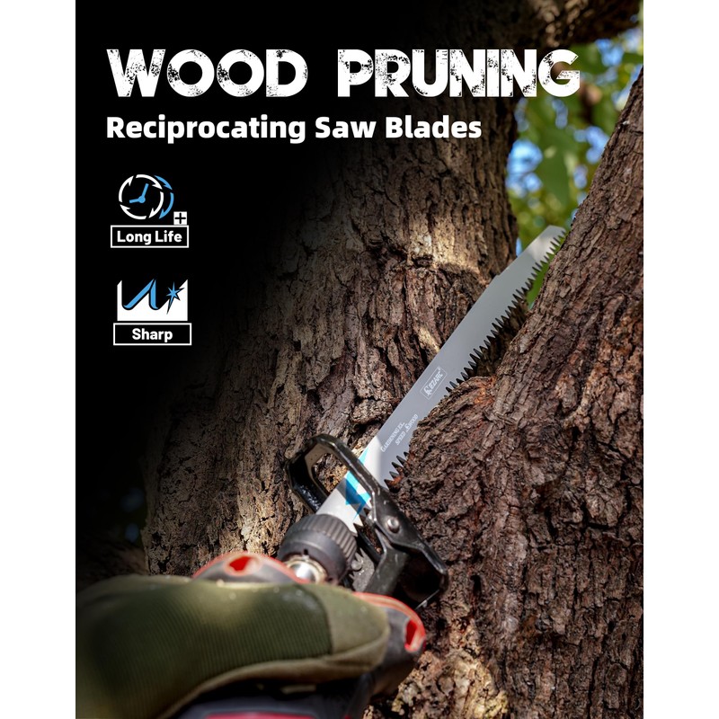 EZARC 12 Pieces Wood Pruning Reciprocating Saw Blade Set, Saw