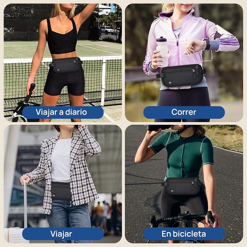 Cangurera de Viaje, Cinturón de Viaje con Bloqueo RFID, Soporte
