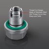 DEEFILL M12.1-1.75 x 15mm Oversize Piggyback Oil Drain Plug, Stainless