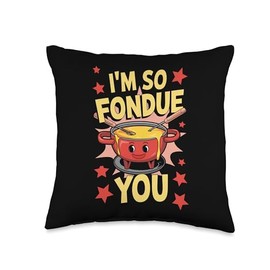 Food Humor, Cute Fondue Pot Cheesy Pun Design, Cheese Lover Throw Pillow
