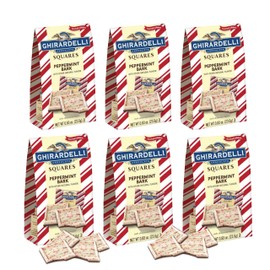 P&V Peppermint Bark Squares – 0.83 oz Pouches – Pack of 6 – Creamy White & Dark Chocolate with Crushed Peppermint – Holiday Candy Treat