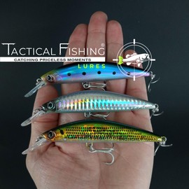TACTICAL FISHING 3 Piezas - Tres Minnows De 1oz (28g) Señuelos De Pesca Acción Hundimiento, curricanes para mar, Playa, Rocas, Agua Dulce y más. Lances Extra Largos.