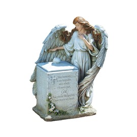 Joseph's Studio by Roman Inc., Memorial Box with Angel, Garden Collection, Religious Statue, Holy Family, Memorial, Angel, Patron Saint, Garden Décor (8x11x16)