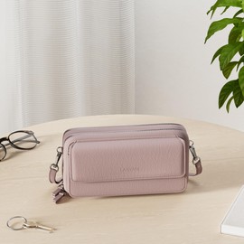 Lanyani RFID Crossbody Wallet Wristlet Purse with Phone Pocket For Women Vegan Leather, Pink, S