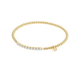 GLANZSTÜCKE MÜNCHEN Women's Bracelet 925 Sterling Silver Yellow Gold-Plated 14 Carat Zirconia White Silver Bracelet, Silver, Cubic Zirconia