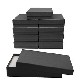 Novel Box Made in USA Jewelry Gift Box in Black Kraft with Removable Cotton Pad 5.5X3.5X1 (Pack of 10) + Custom NB Pouch