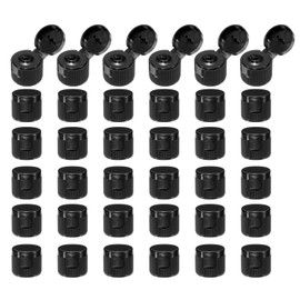 uxcell 36pcs 20/410 Flips Top Caps For Bottles, Replacement Plastic Reusable Non-Spill Bottle Lid for Squeeze Bottles, Refillable Bottles, Plastic, Empty, Shampoo Bottles, Black
