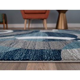 Rugshop Contemporary Modern Circles Abstract Area Rug 2' x 3' Blue