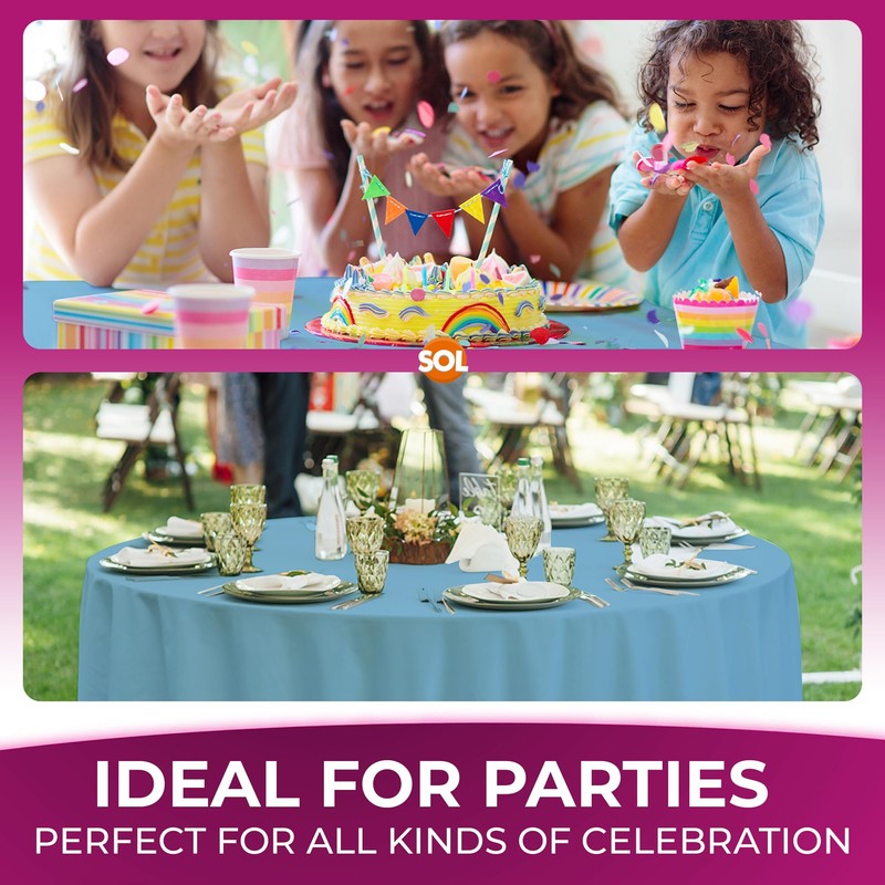 3pk Blue Round Table Cloth Disposable | 140cm Party Round