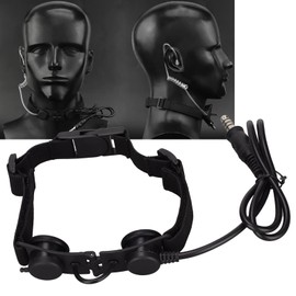 Annadue Throat Mic Earpiece Mic Headset,7.1mm Tactical Laryngophone Earpiece,Adjustable Noise Reduction Headset,Detachable Throat Microphone,Black