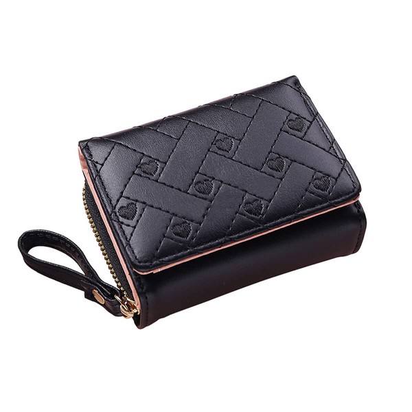 Diyafas Women's Small Wallet Embroidered Heart Coin Purse Tri-fold Card