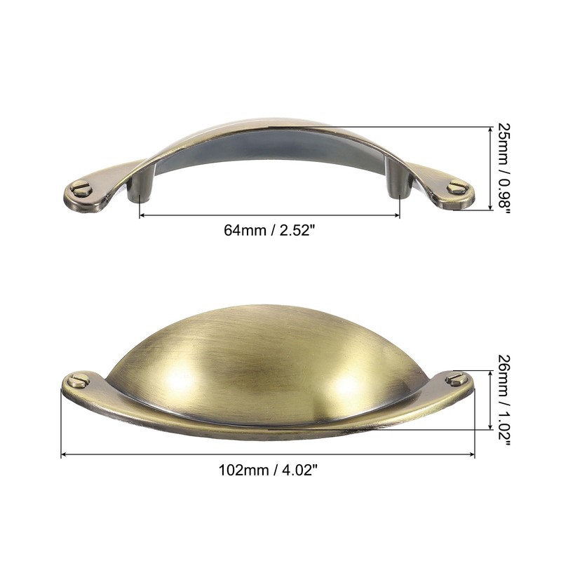 sourcing map Drawer Pulls, 3Pcs 2-1/2" - Zinc Alloy Brushed