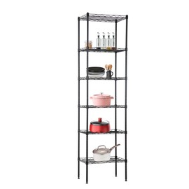 BestOffice Metal Garage Shelving 6 Tiers Garage Storage Shelves Heavy Duty 17”D x 12”W x 64”H Easy Assemble Wire Shelving NSF Certified Storage Shelves with Levling Feet for Home Garage Office, Black
