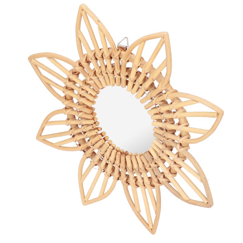 Rattan Innovative Art Decoration Makeup Mirror Retro Dressing Bathroom Wall