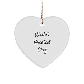 Funny Chef Gifts from Friends - 'World's Greatest Chef' Heart Ornament for Christmas Unique Gifts for Men, Women, Chef Lovers