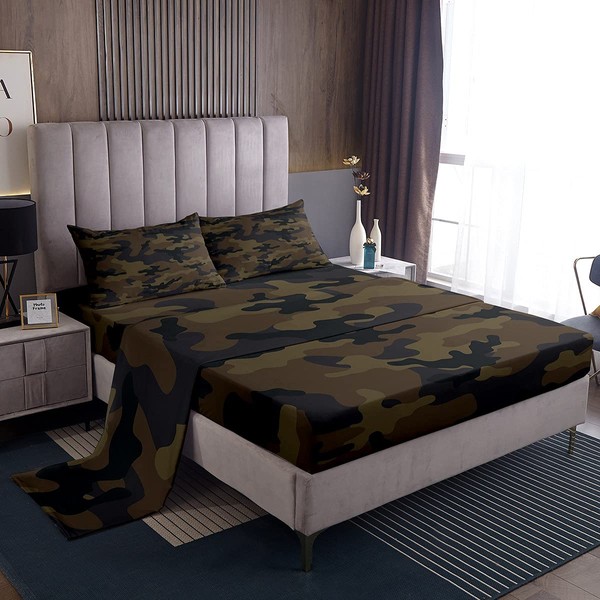 Kids Boys Camo Bed Sheets Army Camouflage Sheet Set for